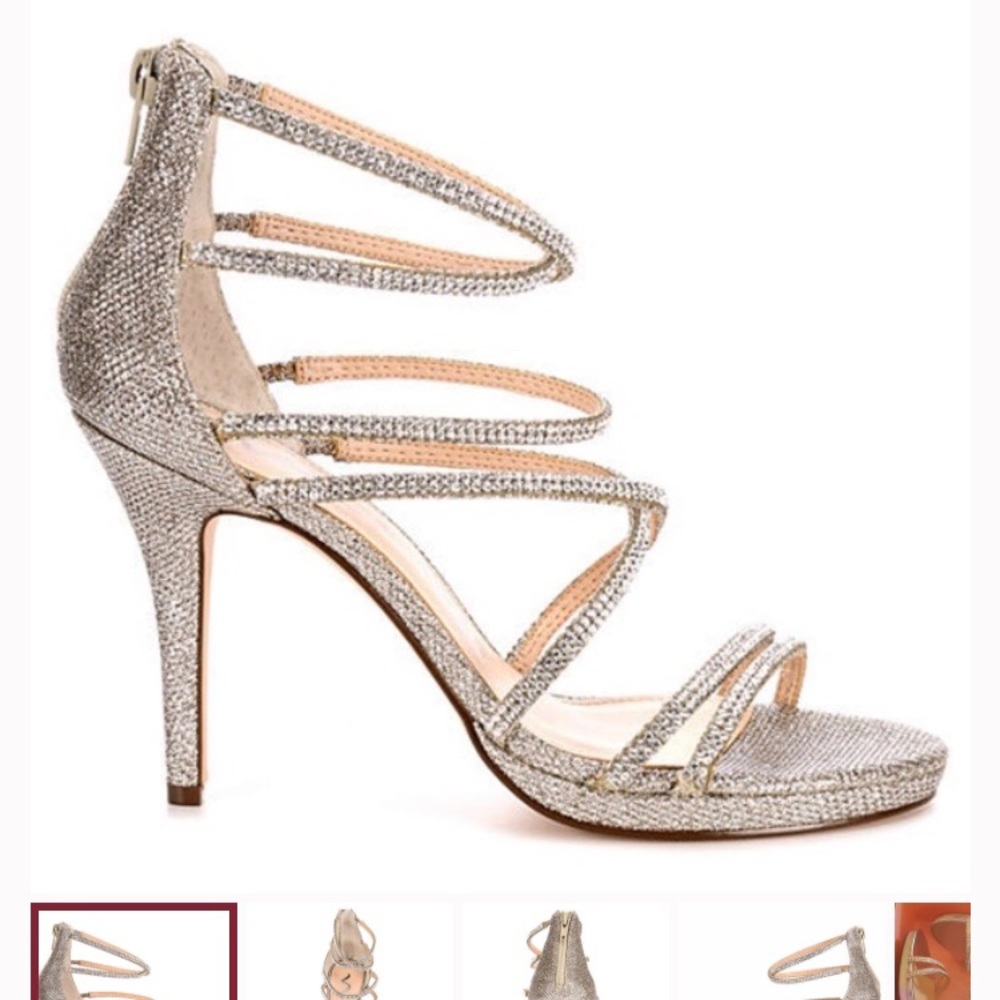 Nina Ryba Sparkly Silver Strappy Sandal Heels